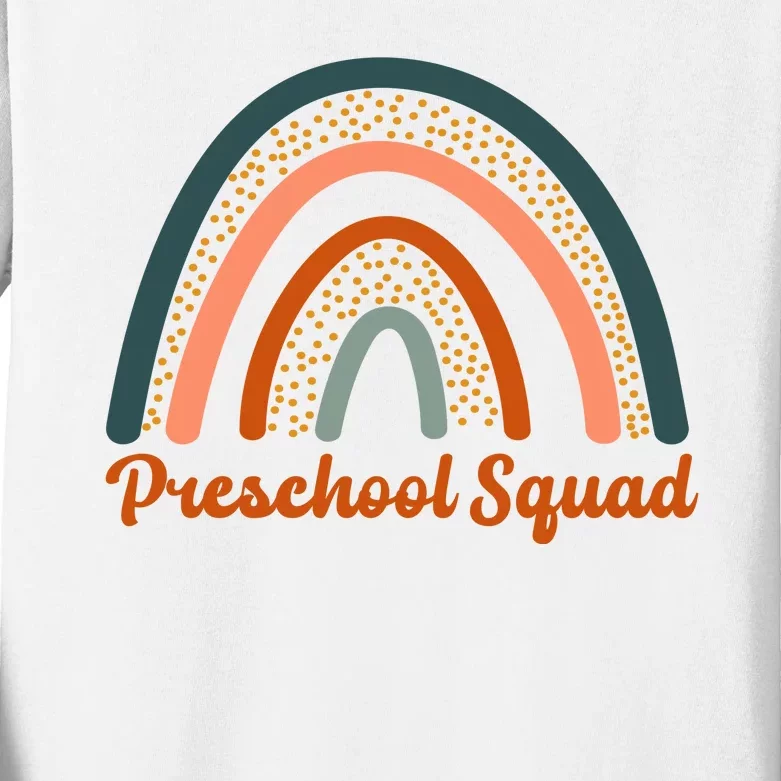 Preschool Squad Rainbow Back To School Kids Long Sleeve Shirt