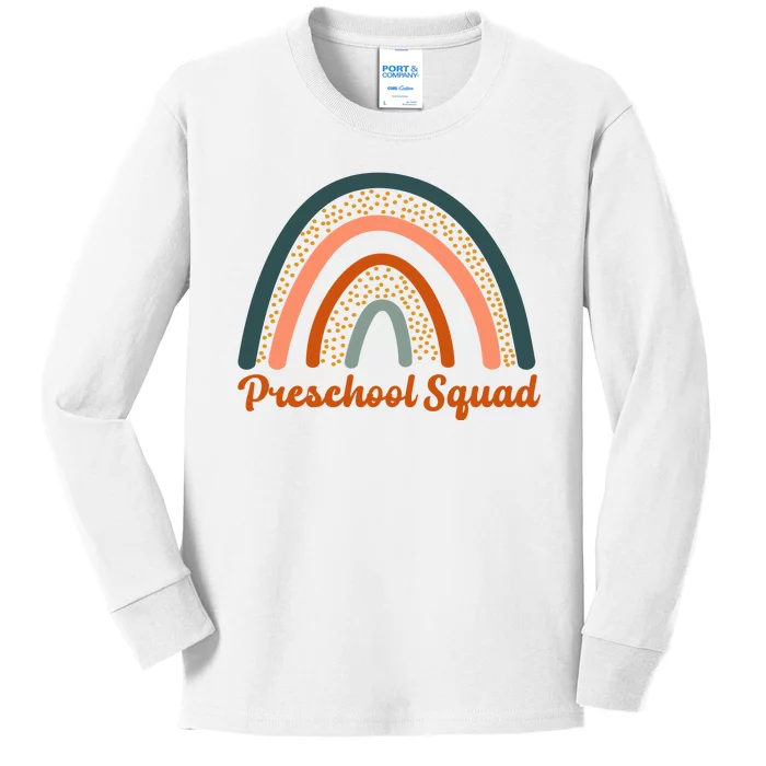 Preschool Squad Rainbow Back To School Kids Long Sleeve Shirt