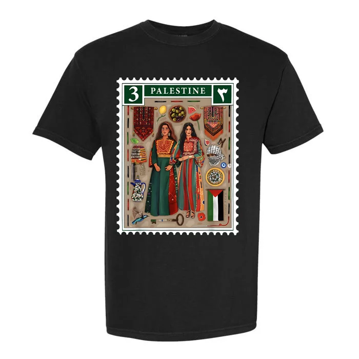 Palestine Stamp Retro Palestine Women Palestinian Flag Gaza Garment-Dyed Heavyweight T-Shirt