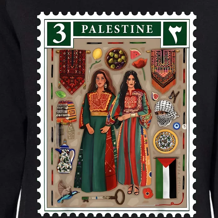 Palestine Stamp Retro Palestine Women Palestinian Flag Gaza Womens California Wash Sweatshirt