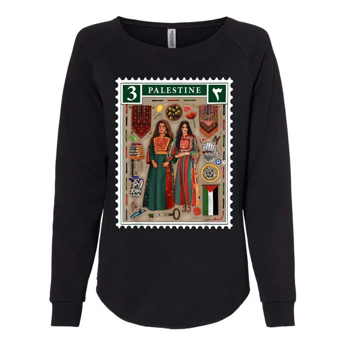 Palestine Stamp Retro Palestine Women Palestinian Flag Gaza Womens California Wash Sweatshirt