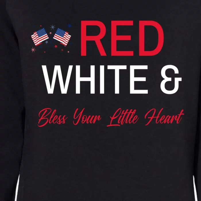 Patriotic Southern Red White And Bless Your Little Heart Funny Gift Womens California Wash Sweatshirt