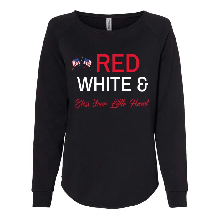 Patriotic Southern Red White And Bless Your Little Heart Funny Gift Womens California Wash Sweatshirt