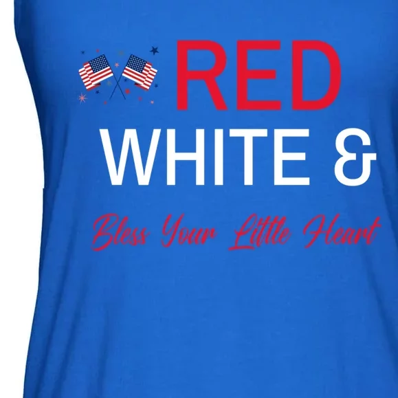 Patriotic Southern Red White And Bless Your Little Heart Funny Gift Ladies Essential Flowy Tank