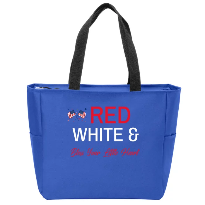 Patriotic Southern Red White And Bless Your Little Heart Funny Gift Zip Tote Bag