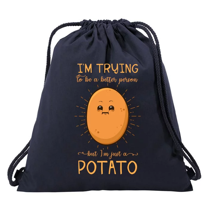 Potato Spud Root Vegetable Tater Vegan Lover Keto Gift Idea Meaningful Gift Drawstring Bag