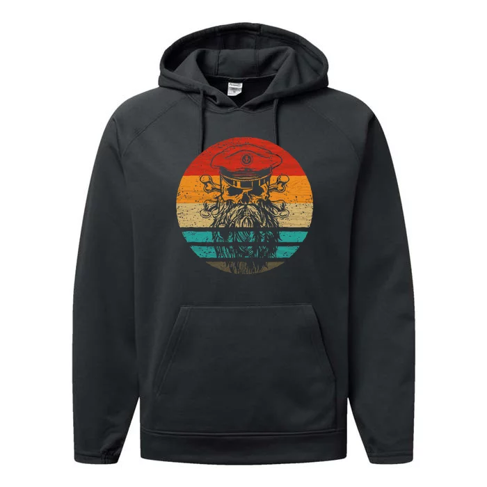 Pirate Skull Retro Style Vintage Performance Fleece Hoodie