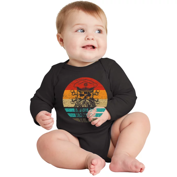 Pirate Skull Retro Style Vintage Baby Long Sleeve Bodysuit