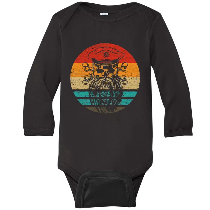 Pirate Skull Retro Style Vintage Baby Long Sleeve Bodysuit