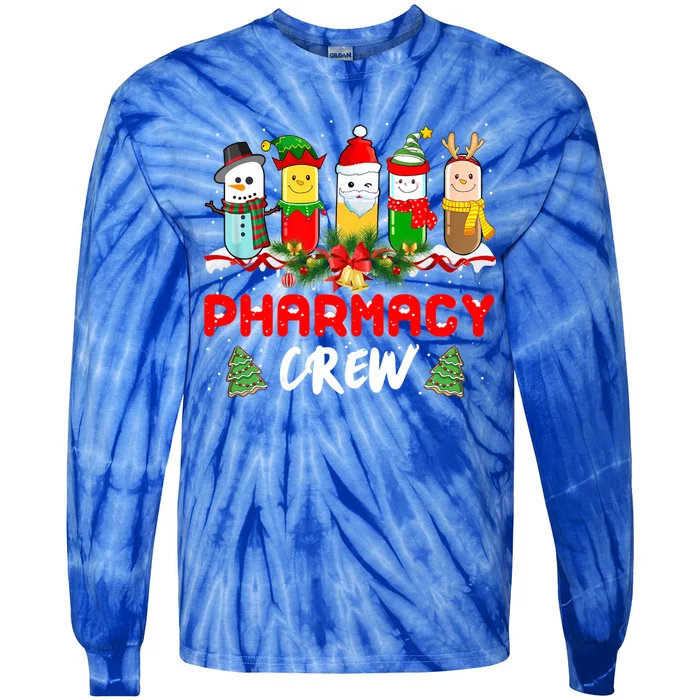 Pills Snow Reindeer Santa Claus Pharmacy Crew Christmas Gift Tie-Dye Long Sleeve Shirt