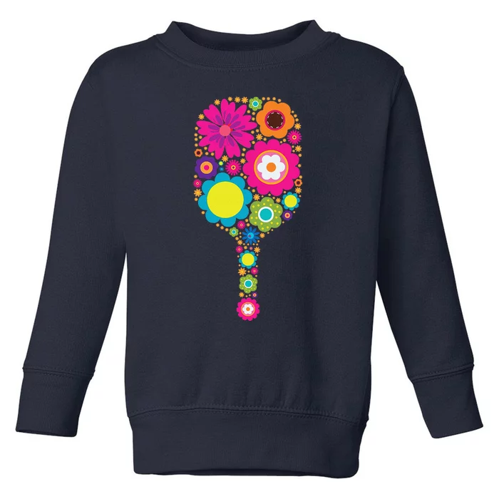 Pickleball Sports Racquet Racket Paddle Flowers Toddler Sweatshirt