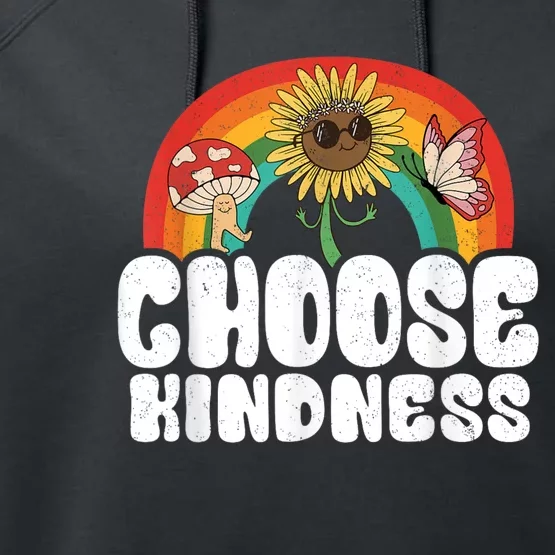 Positive Sunflower Rainbow Peace Butterfly Choose Kindness Performance Fleece Hoodie