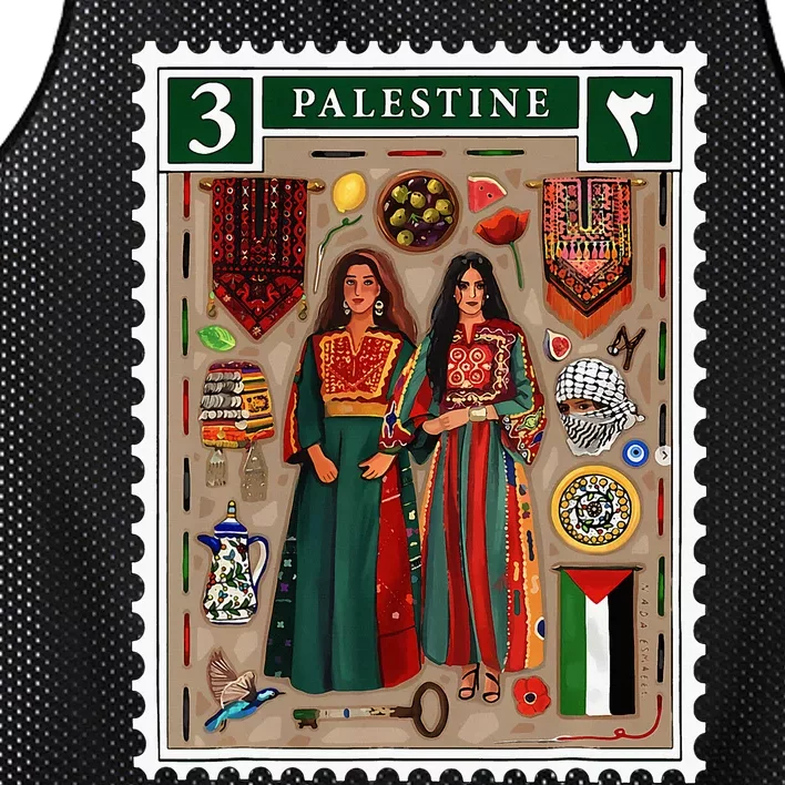 Palestine Stamp Retro Palestine Women Palestinian Flag Gaza Mesh Reversible Basketball Jersey Tank