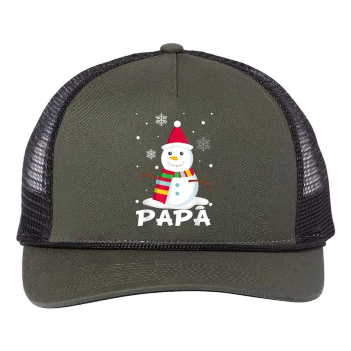 Papa Snowman Santa Funny Christmas Matching Family Gifts Retro Rope Trucker Hat Cap