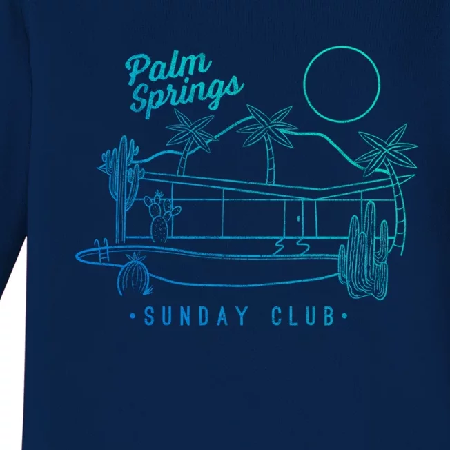 Palm Springs Sunday Club Simple Line Drawing Gift Baby Long Sleeve Bodysuit