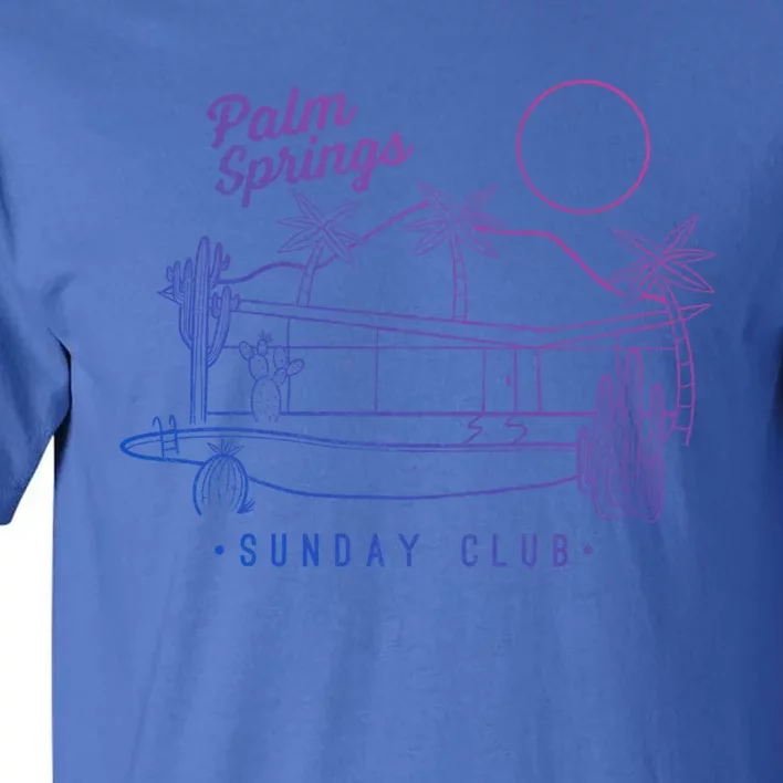 Palm Springs Sunday Club Simple Line Drawing Gift Tall T-Shirt