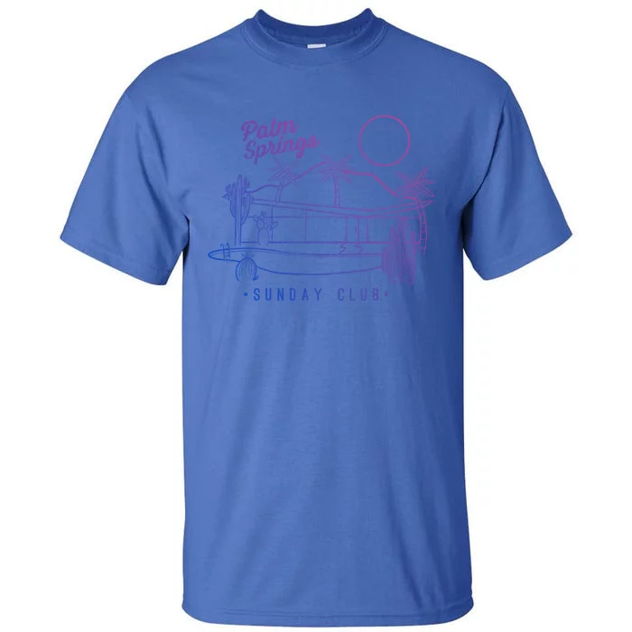 Palm Springs Sunday Club Simple Line Drawing Gift Tall T-Shirt