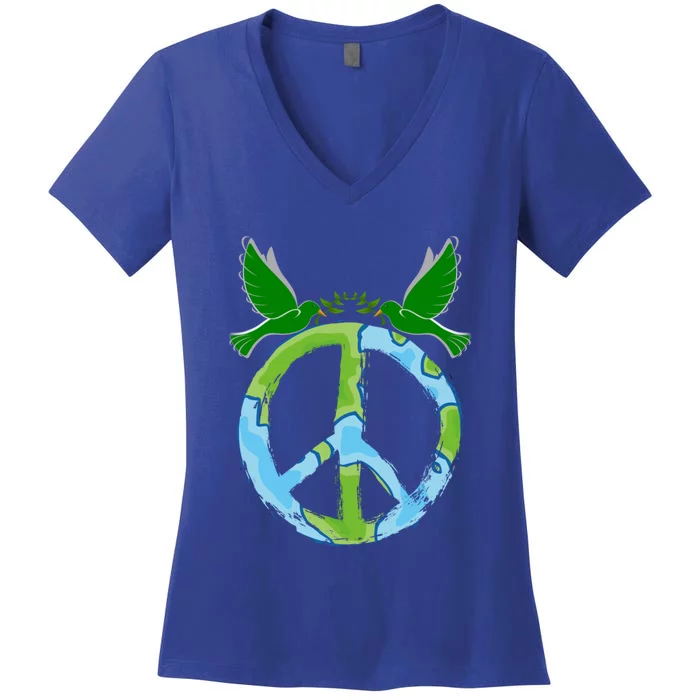 Peace Sign Symbol Peace And Love For The World Peace Ll Gift Women's V-Neck T-Shirt