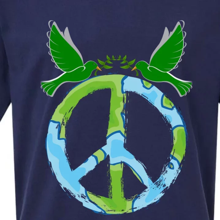 Peace Sign Symbol Peace And Love For The World Peace Ll Gift Sueded Cloud Jersey T-Shirt