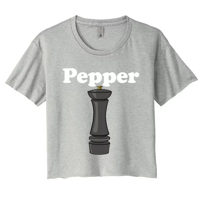 Pepper Shaker Salt And Pepper Bff Matching Halloween Costume Gift Women's Crop Top Tee