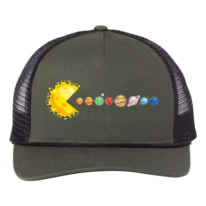 Planetary System Star Eating Planets Sun Funny Astronomy Retro Rope Trucker Hat Cap