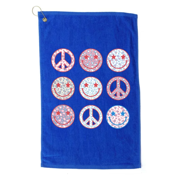 Peace Sign Smile Face, Fourth Of July Graphic, Plus Size Shirt For Men Women Boy Platinum Collection Golf Towel