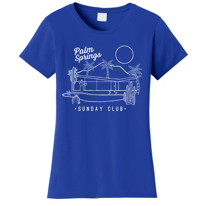 Palm Springs Sunday Club Simple Line Drawing Cute Gift Women's T-Shirt