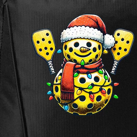 Pickleball Snowman Santa Hat Lights Christmas Pickleball City Backpack