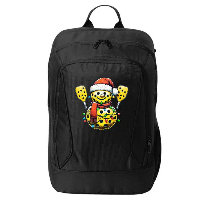 Pickleball Snowman Santa Hat Lights Christmas Pickleball City Backpack