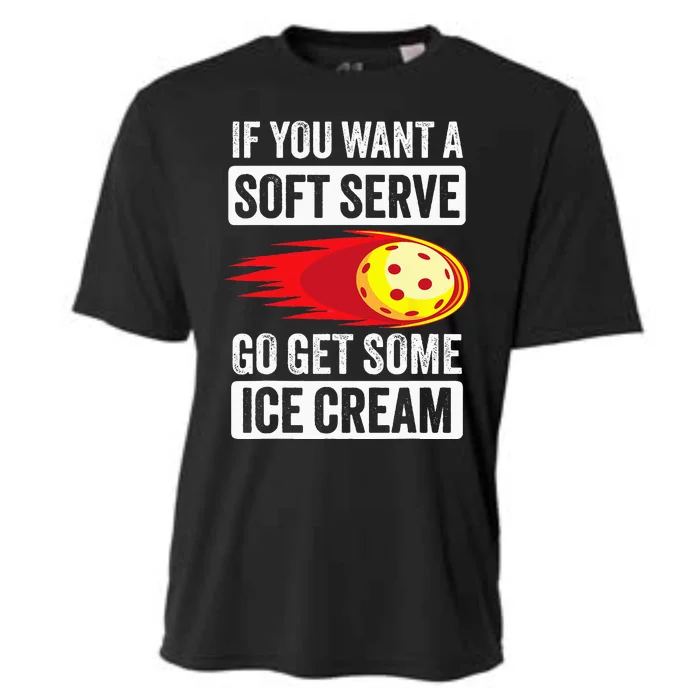 Pickleball Soft Serve Ice Cream Funny Pickleball Cooling Performance Crew T-Shirt