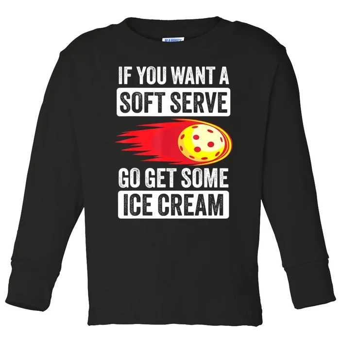 Pickleball Soft Serve Ice Cream Funny Pickleball Toddler Long Sleeve Shirt