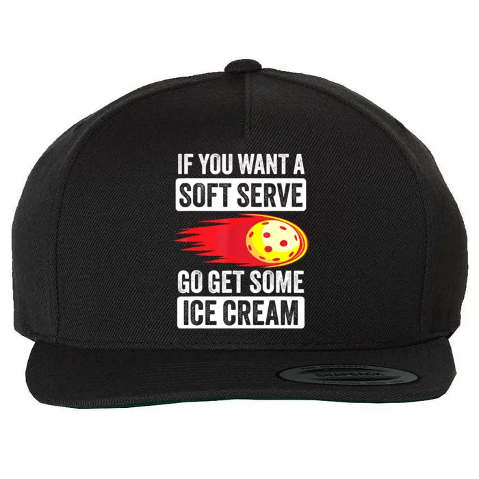 Pickleball Soft Serve Ice Cream Funny Pickleball Wool Snapback Cap