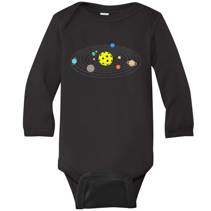 Pickleball Solar System Baby Long Sleeve Bodysuit