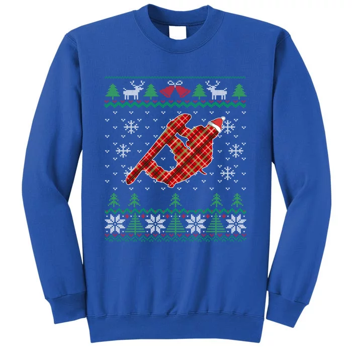 Plaid Snowboarder Santa Hat Snowboarding Dad Ugly Christmas Gift Sweatshirt