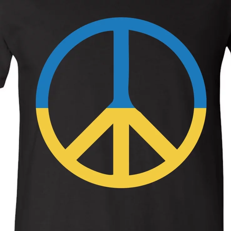 Peace Sign Stand With Ukraine Supporting Ukrainians V-Neck T-Shirt