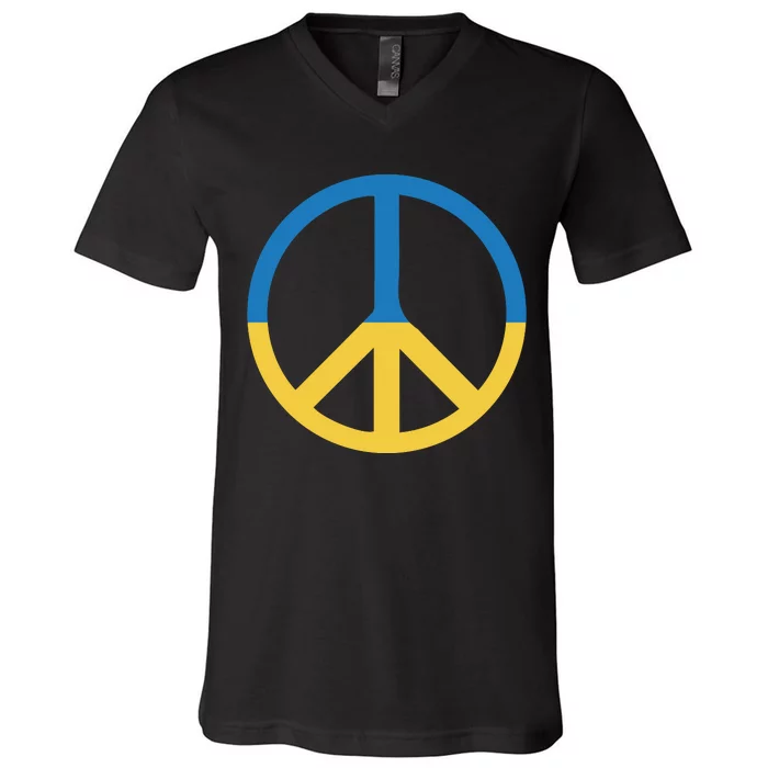 Peace Sign Stand With Ukraine Supporting Ukrainians V-Neck T-Shirt