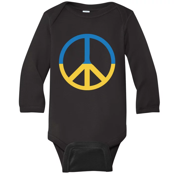 Peace Sign Stand With Ukraine Supporting Ukrainians Baby Long Sleeve Bodysuit