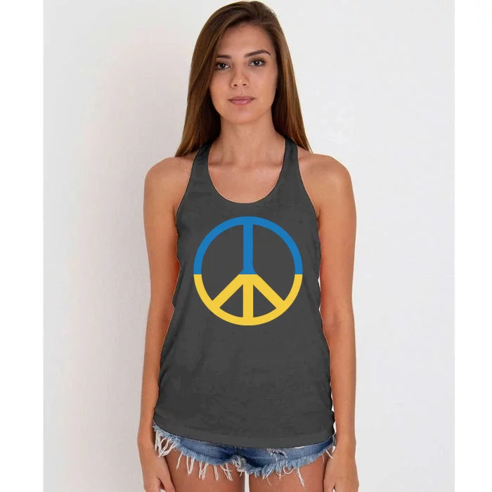 Peace Sign Stand With Ukraine Supporting Ukrainians Women's Knotted Racerback Tank