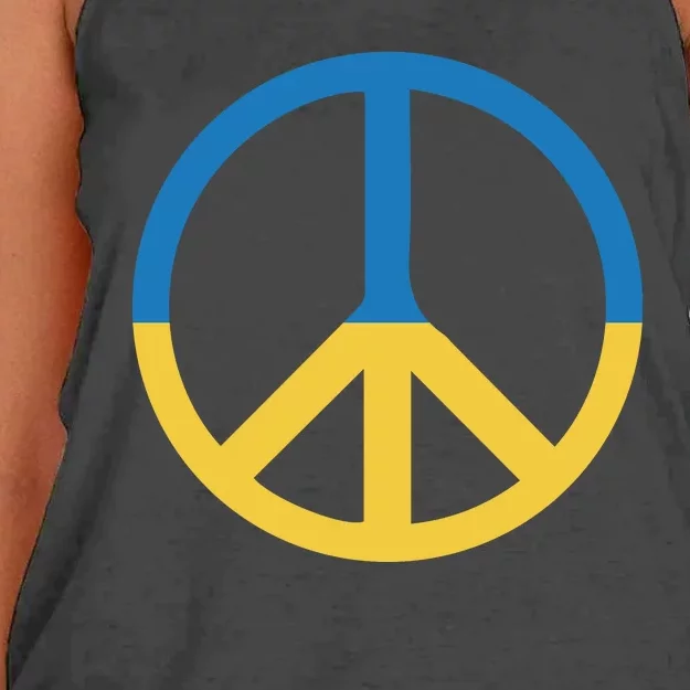 Peace Sign Stand With Ukraine Supporting Ukrainians Women's Knotted Racerback Tank