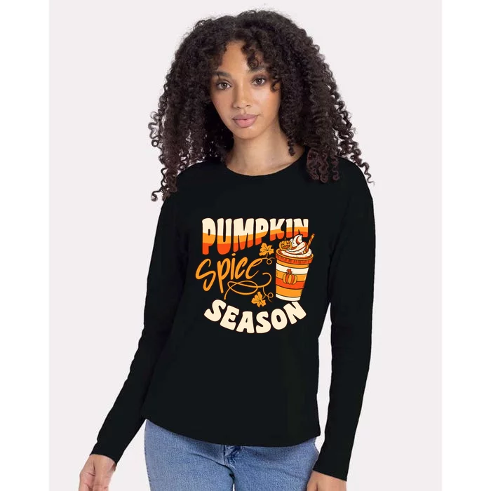 Pumpkin Spice Season Latte Coffee Fall Autumn Funny Womens Cotton Relaxed Long Sleeve T-Shirt