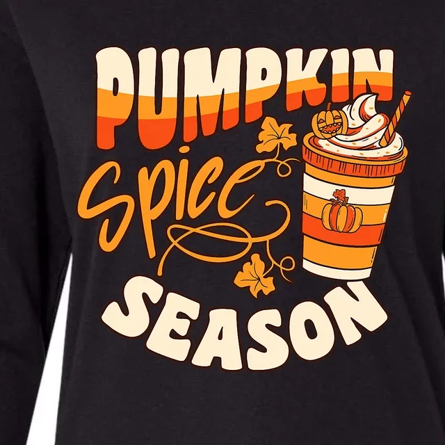 Pumpkin Spice Season Latte Coffee Fall Autumn Funny Womens Cotton Relaxed Long Sleeve T-Shirt