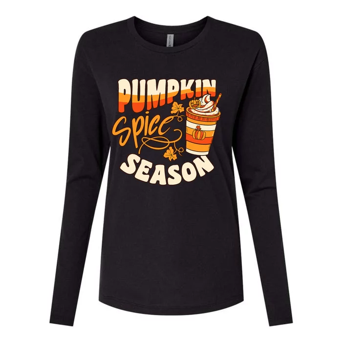 Pumpkin Spice Season Latte Coffee Fall Autumn Funny Womens Cotton Relaxed Long Sleeve T-Shirt