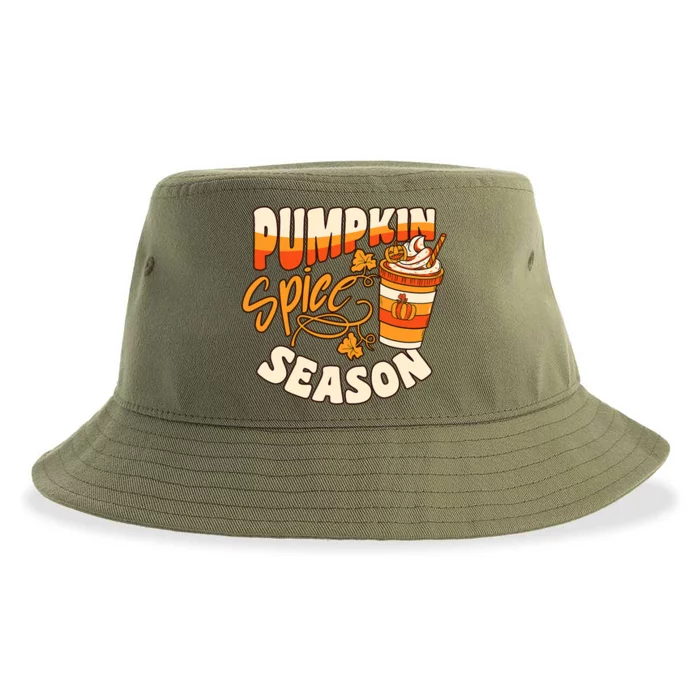 Pumpkin Spice Season Latte Coffee Fall Autumn Funny Sustainable Bucket Hat