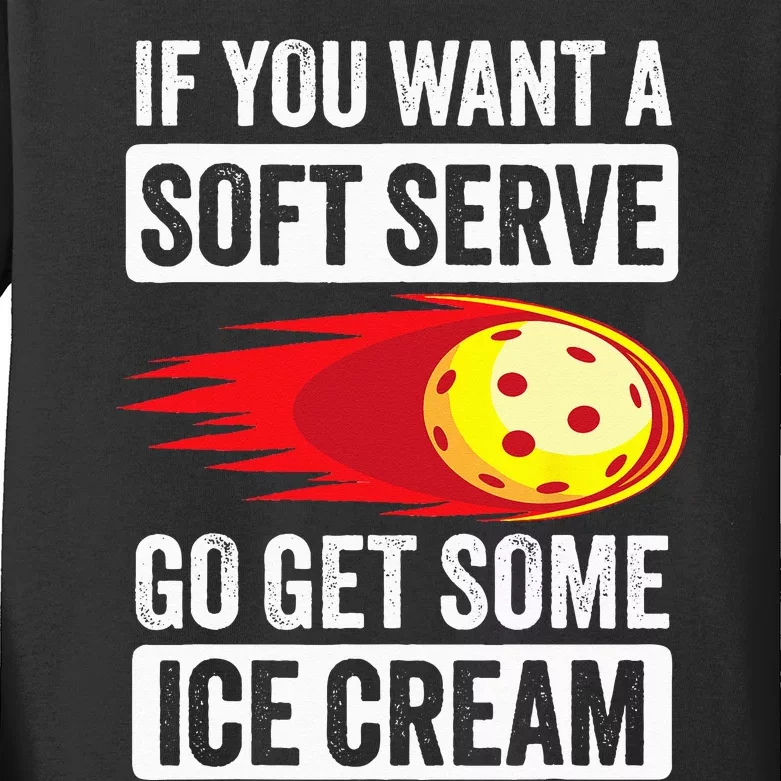 Pickleball Soft Serve Ice Cream Funny Pickleball Kids Long Sleeve Shirt