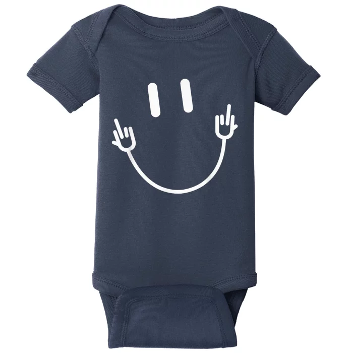 Power Socket Smile Middle Finger Hand Icon Meme Electrician Baby Bodysuit