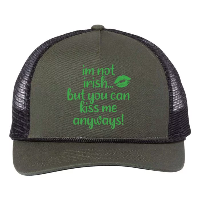 Plus Size St Patrick's Day Shirt, I'm Not Irish But You Can Kiss Me Anyway Retro Rope Trucker Hat Cap