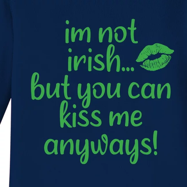 Plus Size St Patrick's Day Shirt, I'm Not Irish But You Can Kiss Me Anyway Baby Long Sleeve Bodysuit