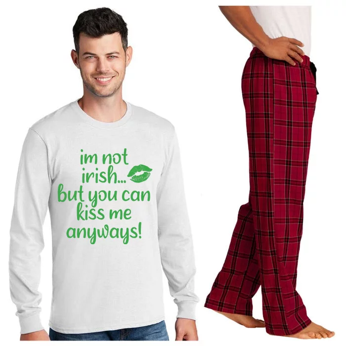 Plus Size St Patrick's Day Shirt, I'm Not Irish But You Can Kiss Me Anyway Long Sleeve Pajama Set