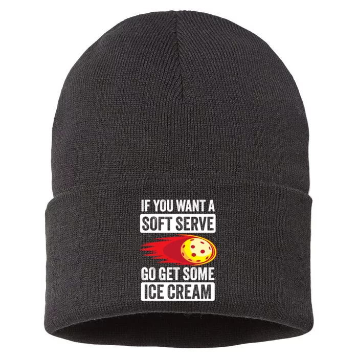 Pickleball Soft Serve Ice Cream Funny Pickleball Sustainable Knit Beanie