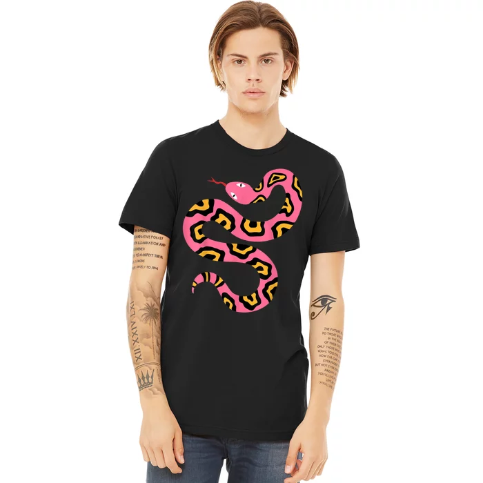 Pink Snake Sky Herpetologist Reptile Python Lover Premium T-Shirt